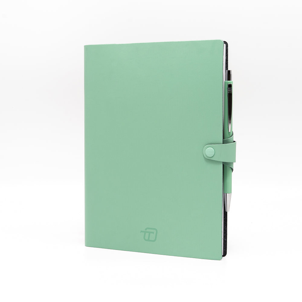 AGENDA GIORNALIERA CON LACCIO E PENNA 7X11 RICCIOLO - VERDE ACQUA