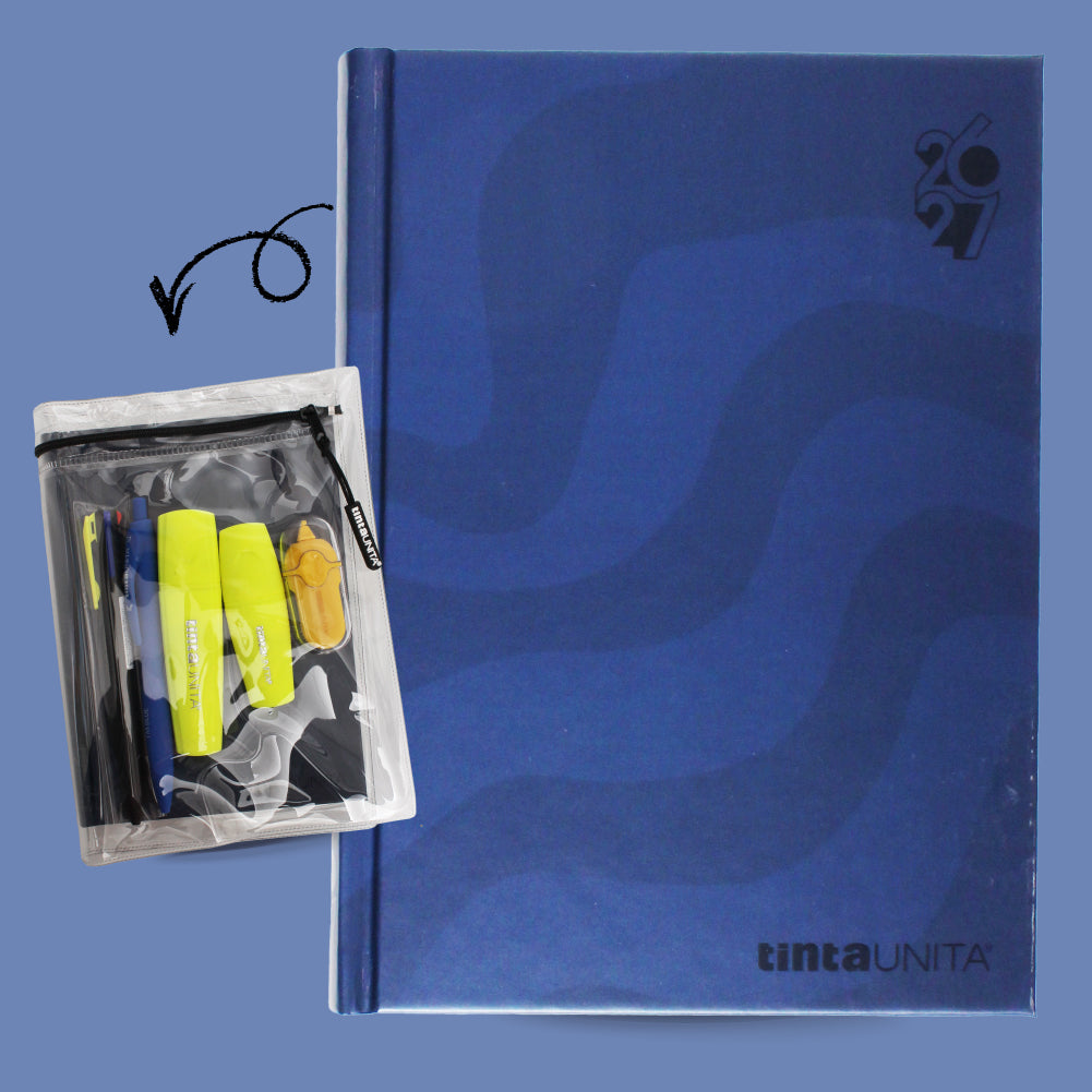 DIARIO TINTA UNITA 18 X 13.5 - CON ACCESSORI E COPERTINA