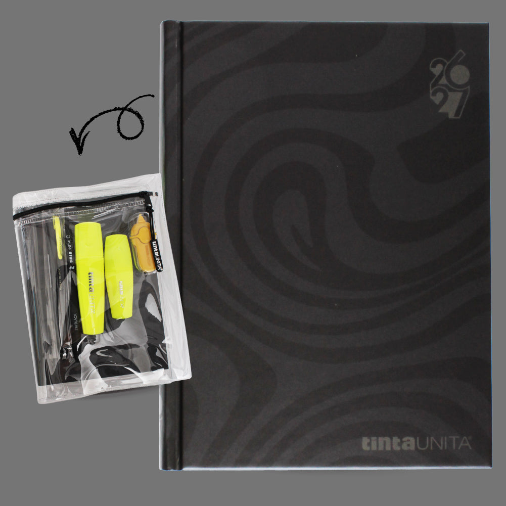 DIARIO TINTA UNITA 18 X 13.5 - CON ACCESSORI E COPERTINA