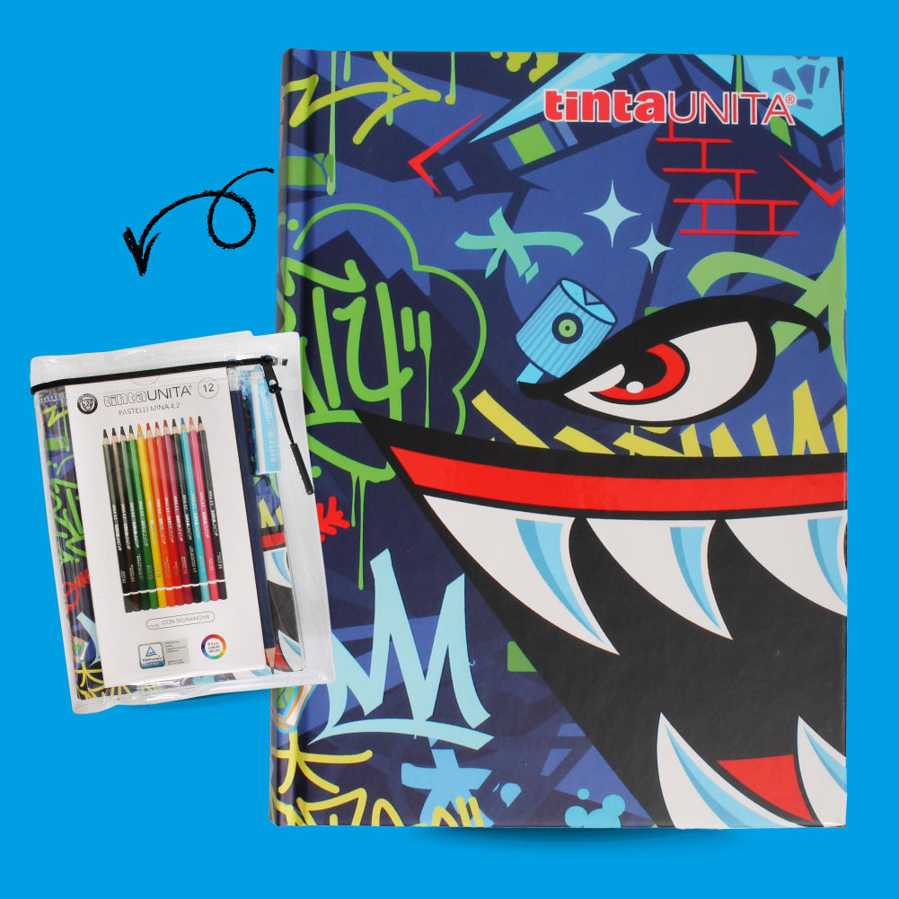 DIARIO TINTA UNITA 18 X 13.5 - CON ACCESSORI E COPERTINA