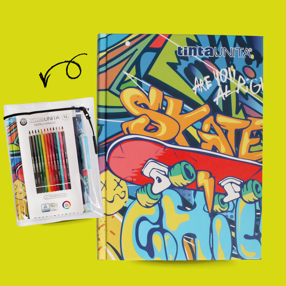 DIARIO TINTA UNITA 18 X 13.5 - CON ACCESSORI E COPERTINA