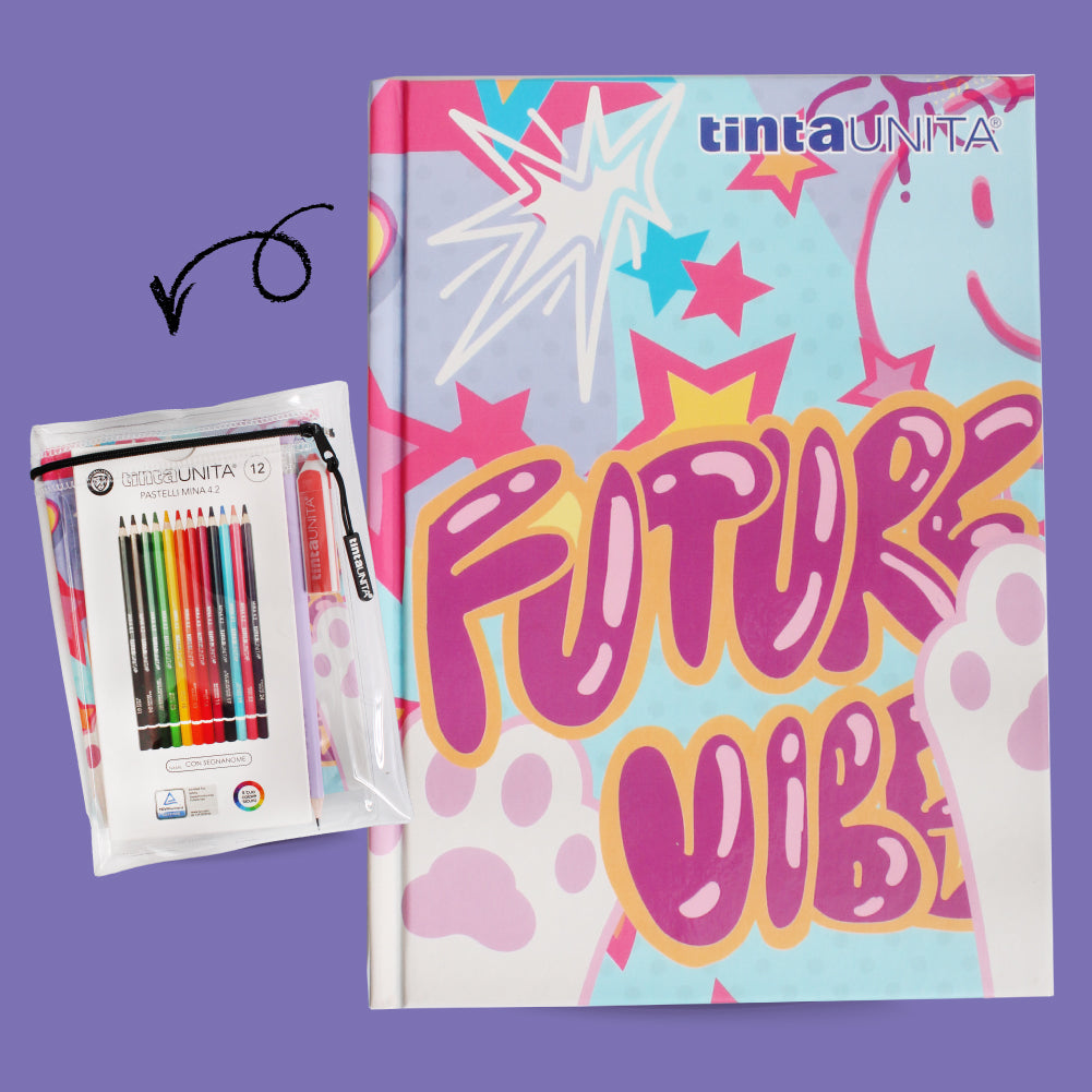 DIARIO TINTA UNITA 18 X 13.5 - CON ACCESSORI E COPERTINA