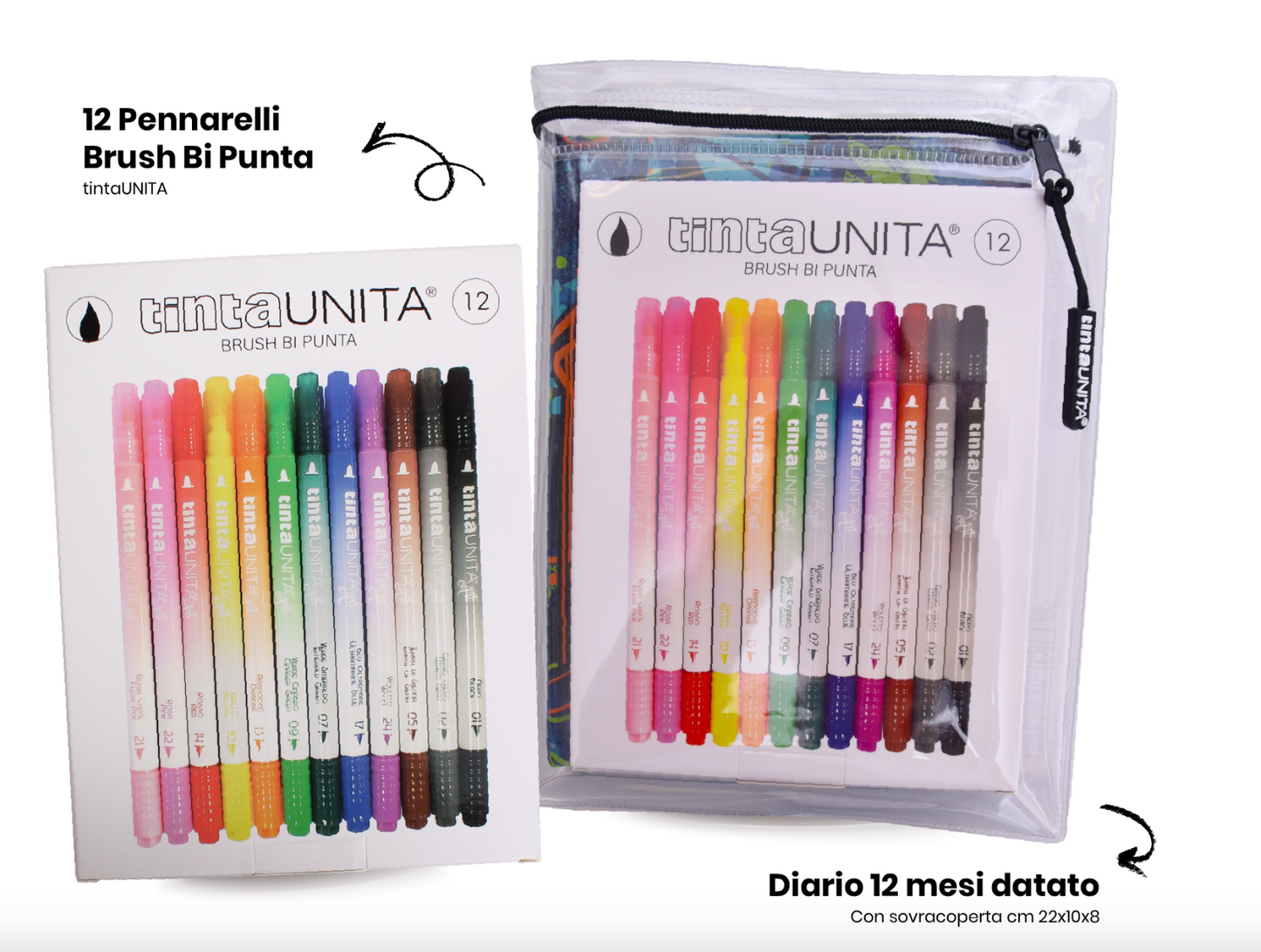 DIARIO TINTA UNITA 2025/2026 CON PENNARELLI BRUSH