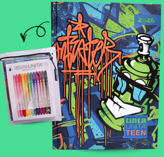 DIARIO TINTA UNITA 2025/2026 CON PENNARELLI BRUSH
